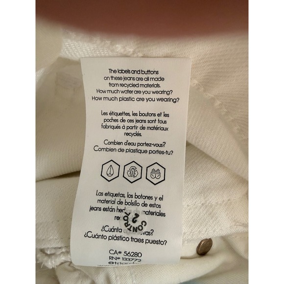 Triarchy White High Rise Wide Leg Organic Cotton Tencel Jeans Size 26 Button Fly - Picture 6 of 7